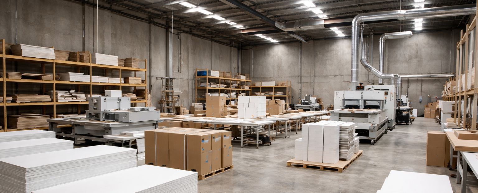 Cabinet makers working in a joinery workshop