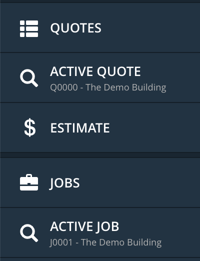 Redesign of Active Quotes/Jobs in menu