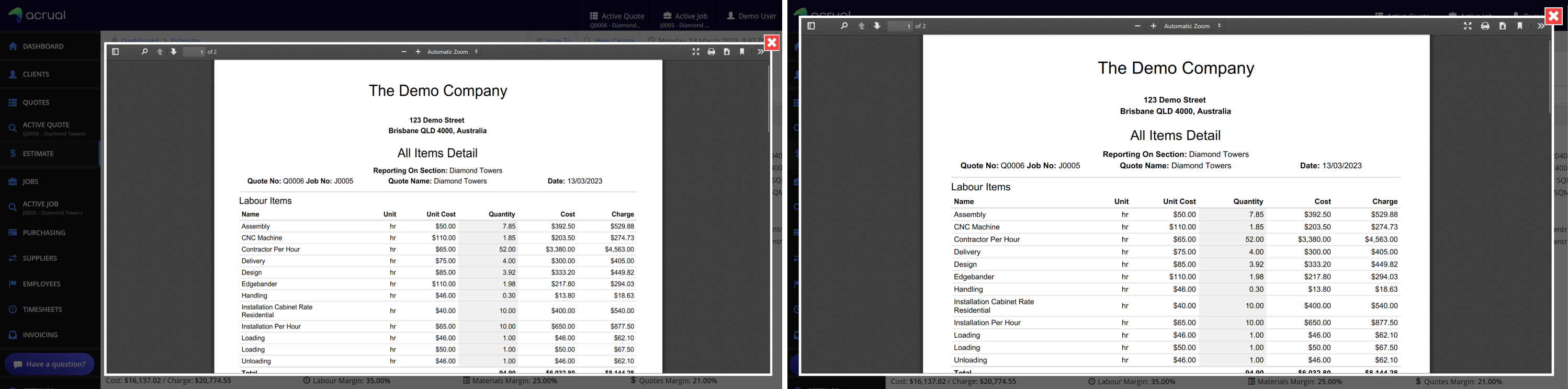 The size of the old report viewer vs. the new