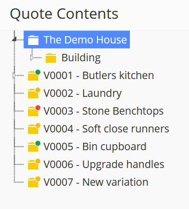 Variation statuses while estimating