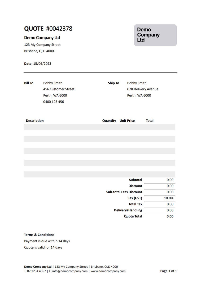 A modern quote template document